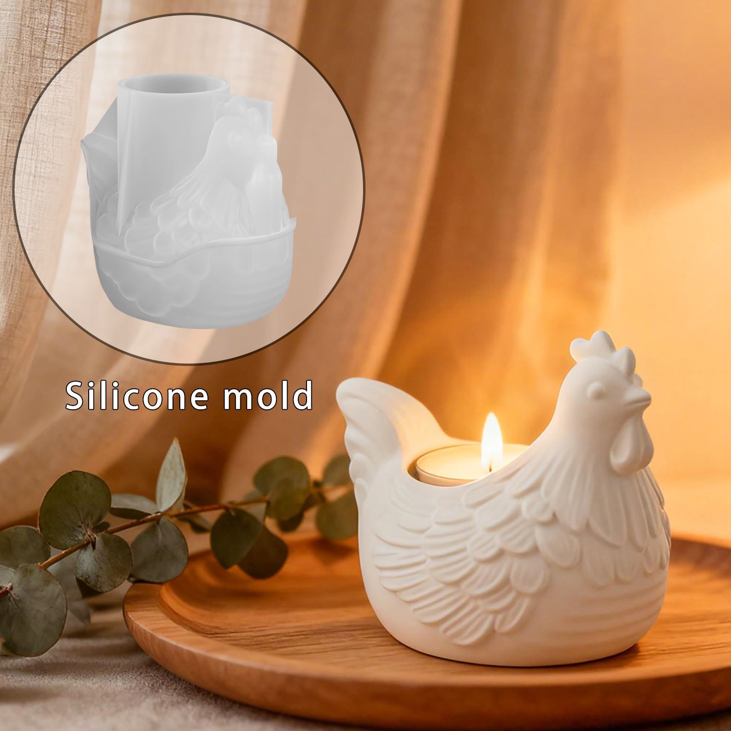 Candle Mold Silicone - DIY 3D маленький куриный подсвечник, форма